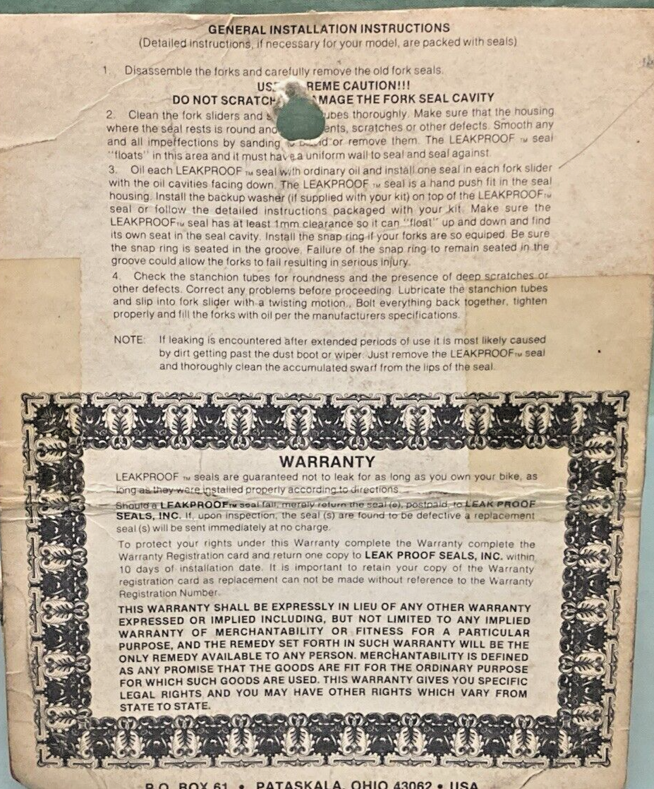 NEW Leak Proof Fork Seals 7246 43mm x 54mm CR250R CR480R CR500R XR500R XR CR