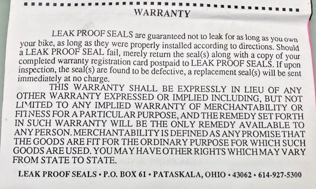 NEW LEAK PROOF SEALS PRO-MOLY 5256 FORK SEAL KIT, 40mm X 50mm, WHITE POWER FORK