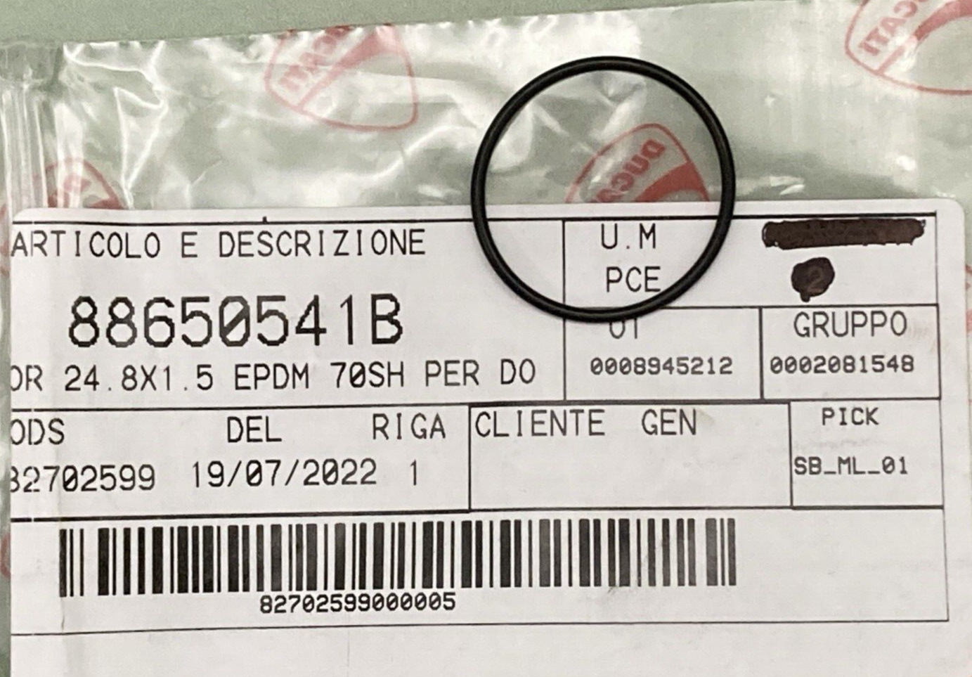 NEW GENUINE DUCATI 88650541B O-RING