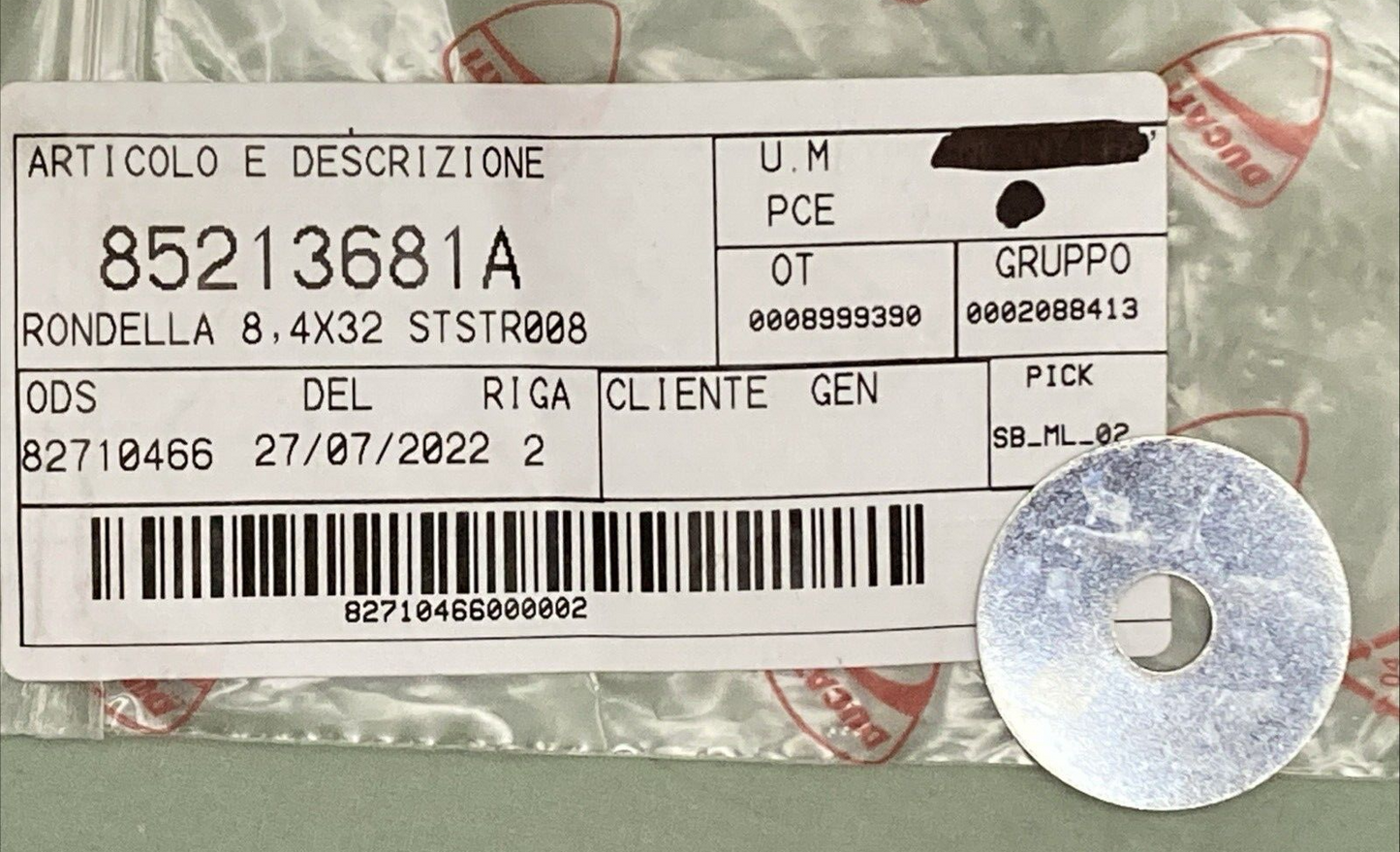 NEW GENUINE DUCATI 85213681A WASHER
