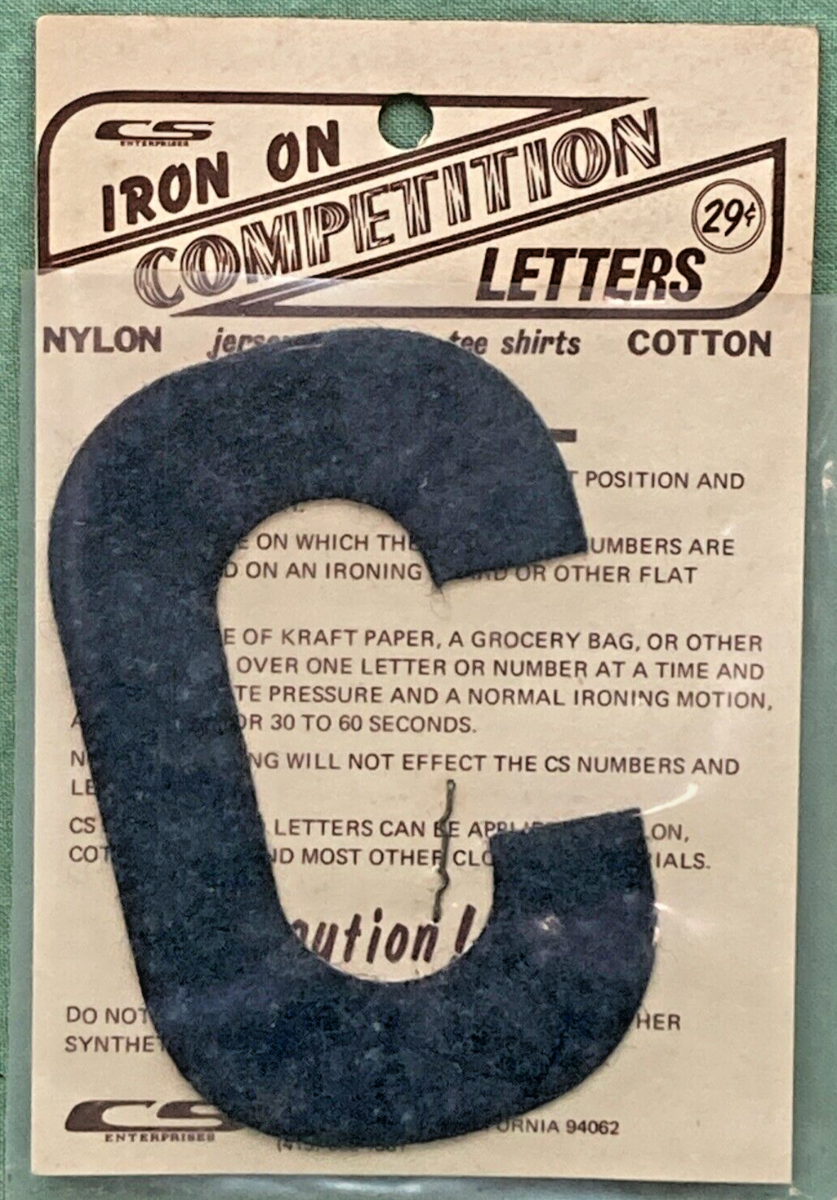 QTY 7 NEW 3" BLACK IRON ON COMPETITION LETTER C