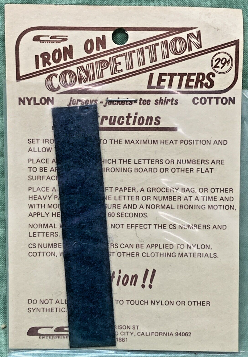 QTY 8 NEW 3" BLACK IRON ON COMPETITION LETTER I