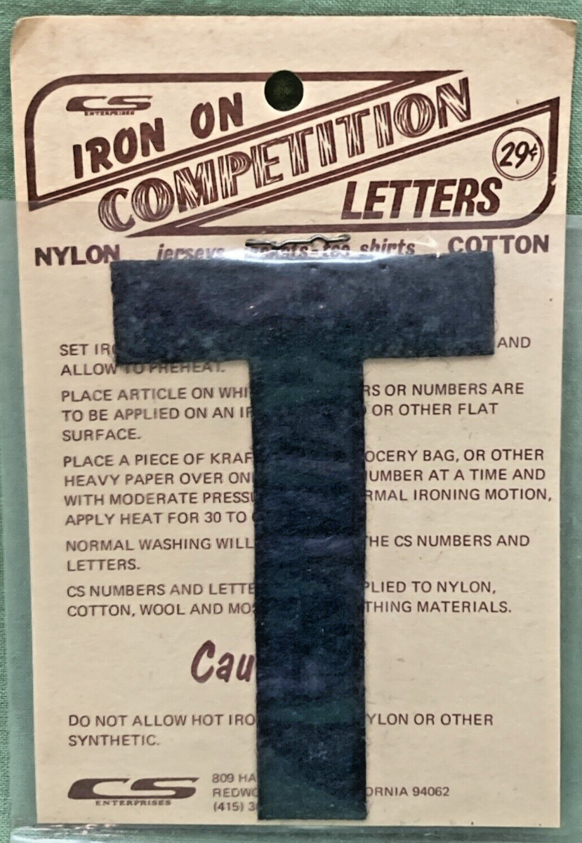QTY 4 NEW 3" BLACK IRON ON COMPETITION LETTER T