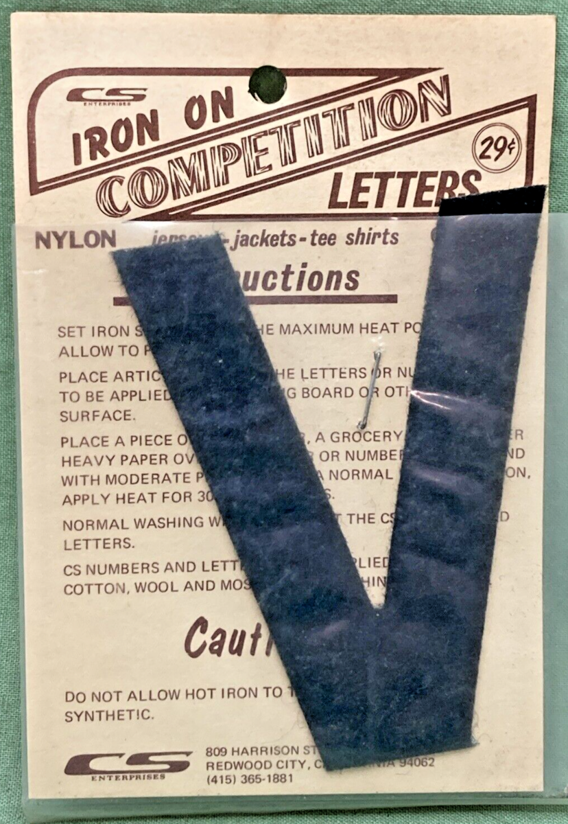 QTY 4 NEW 3" BLACK IRON ON COMPETITION LETTER V