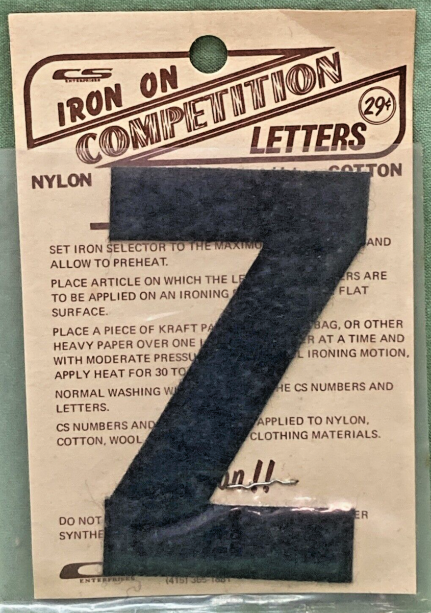 QTY 5 NEW 3" BLACK IRON ON COMPETITION LETTER Z