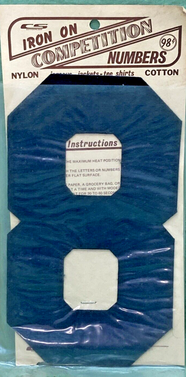 NEW 8" BLACK IRON ON COMPETITION NUMBER SET 0-8