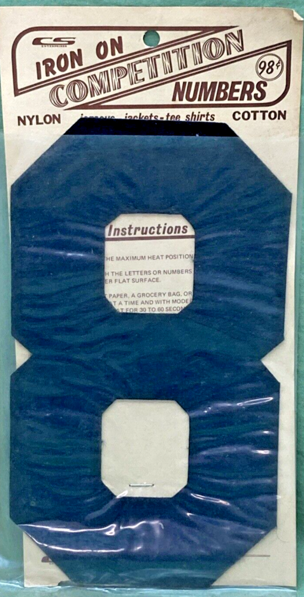 NEW 8" BLACK IRON ON COMPETITION NUMBER SET 2, 3, 7, 8