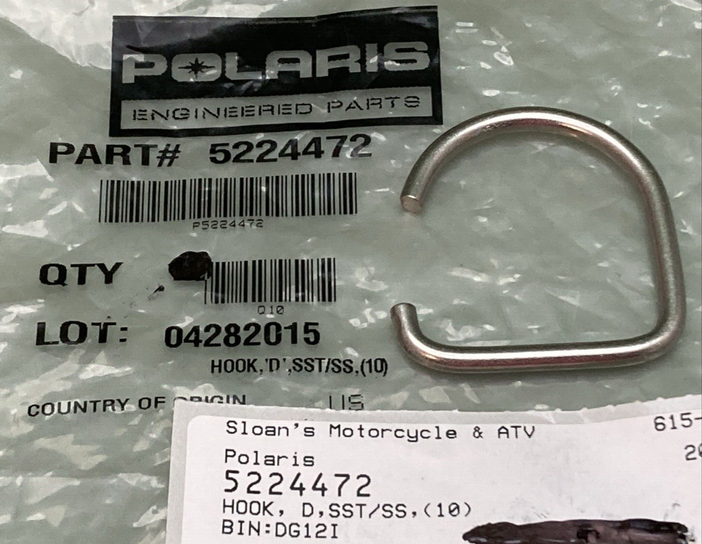 NEW GENUINE POLARIS 5224472 Hook, 'd', Sst/ss,