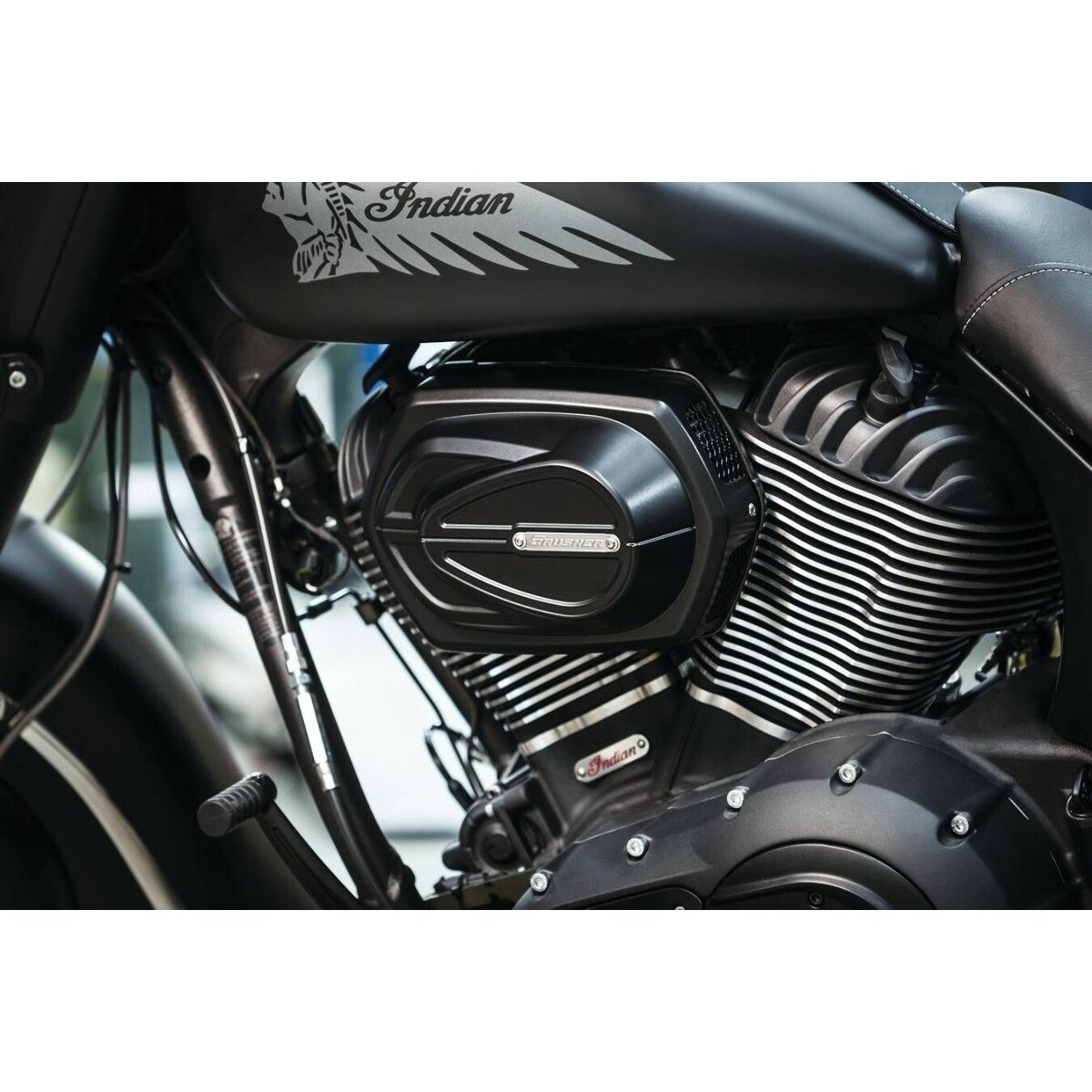 NEW GENUINE CRUSHER 9968 AIR CLEANER SATIN BLACK, INDIAN 14'-17', 415579