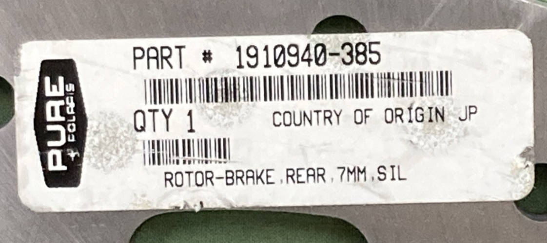 NEW GENUINE POLARIS 1910940-385 ROTOR BRAKE REAR 7mm SILVER