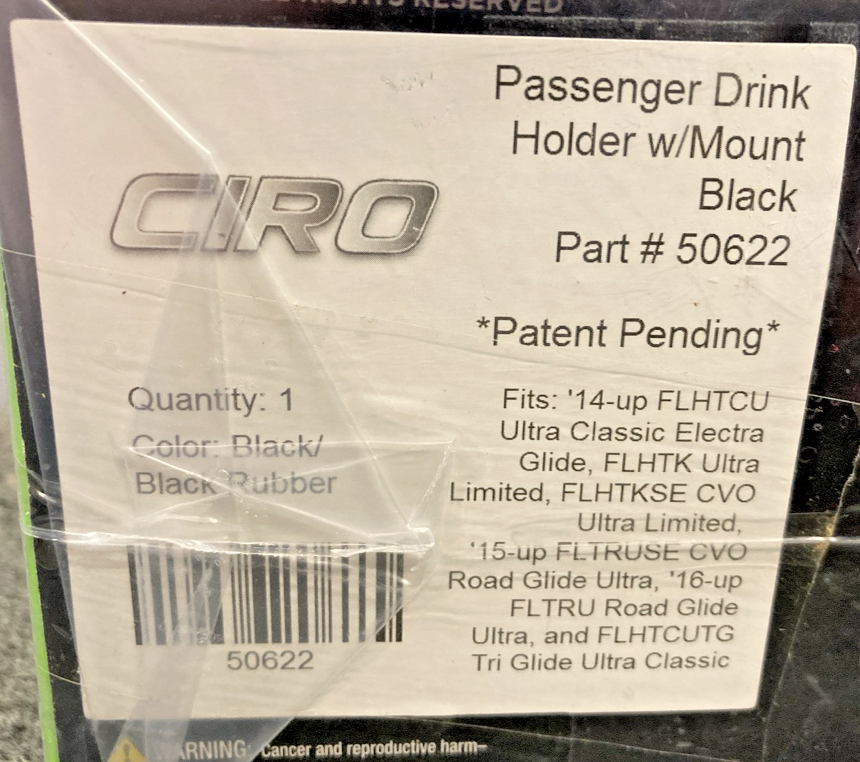 NEW GENUINE CIRO 0636-0088 DRINK HOLDER, PASSENGER MOUNT, (BLACK) 50622
