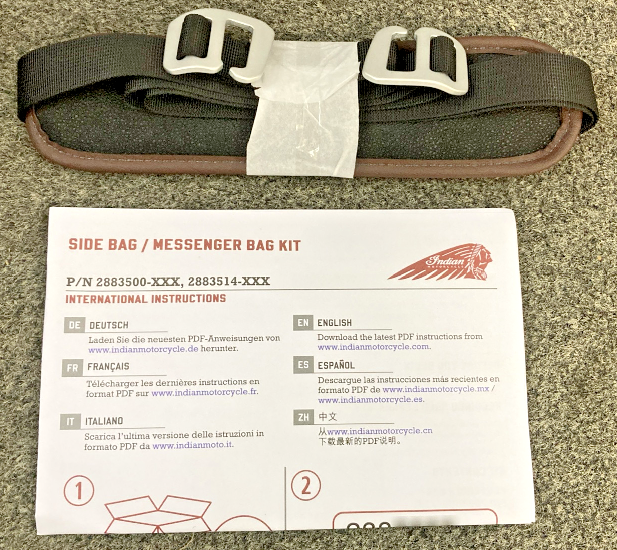 NEW GENUINE INDIAN 2883500-FBA K-SIDEBAG, MESSENGER, BLACK/BROWN