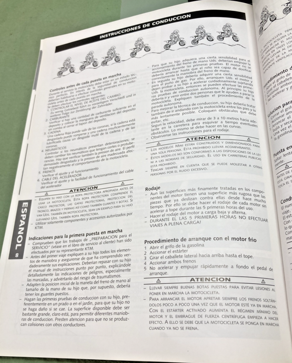 NEW GENUINE KTM 320581 OWNER'S HANDBOOK 2000