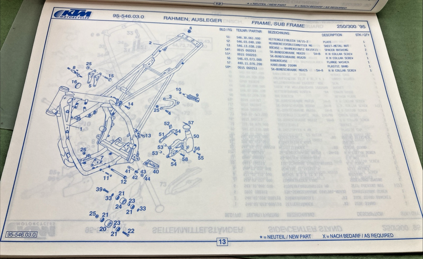 NEW GENUINE KTM 20377 SPARE PARTS MANUAL 1995