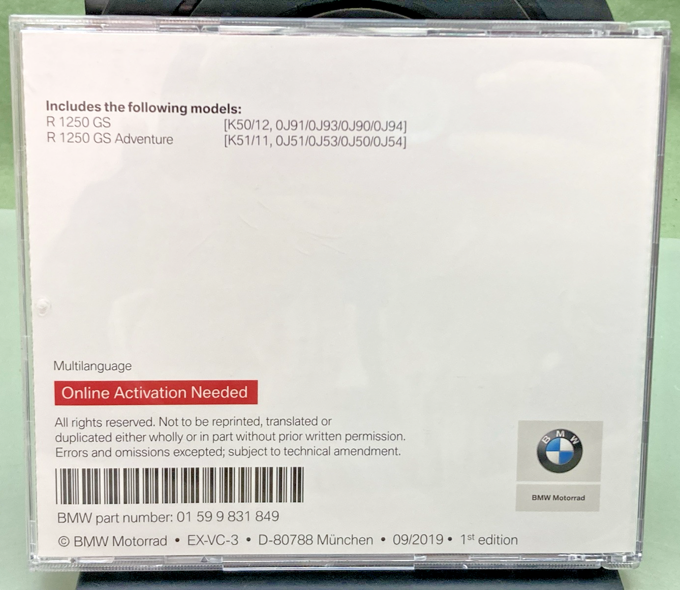 NEW GENUINE BMW 01599831849 UPDATEABLE REPAIR MANUALS CD 2019