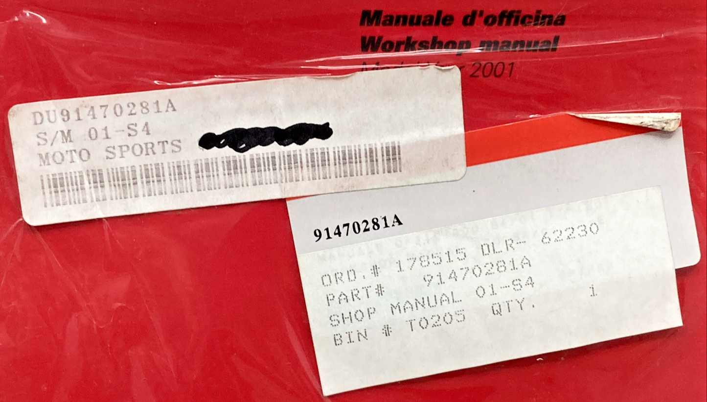 NEW GENUINE DUCATI 91470281A MONSTER S4 WORKSHOP MANUAL 2001