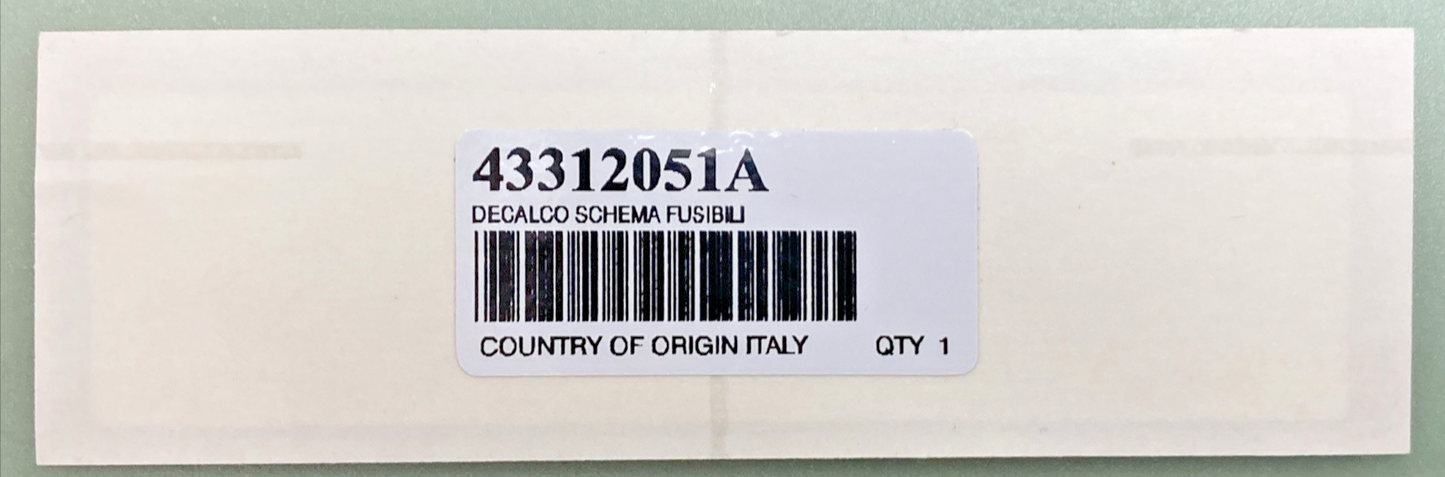 NEW GENUINE DUCATI 43312051A STICKER SCHEMA FUSIBILI