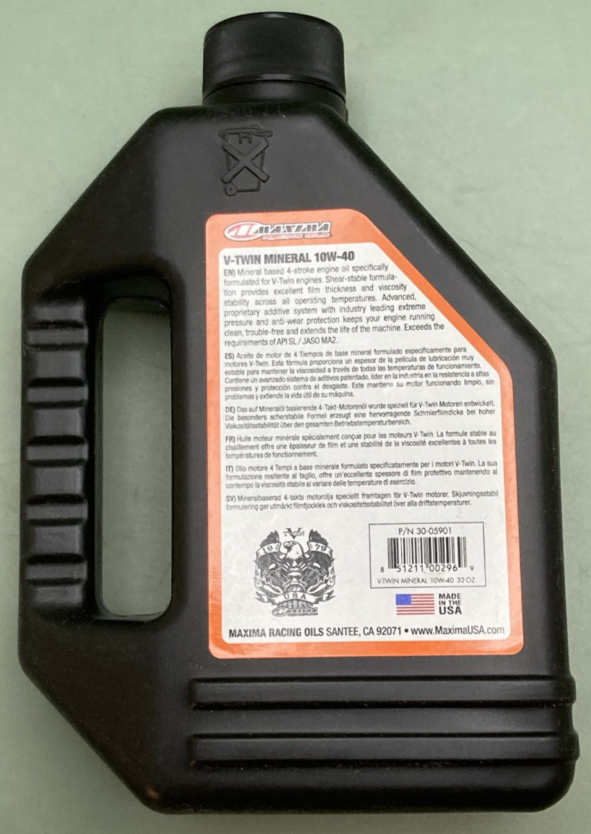 NEW MAXIMA 30-05901 ENGINE OIL MINERAL 10W-40 V-TWIN 1qt (32oz)