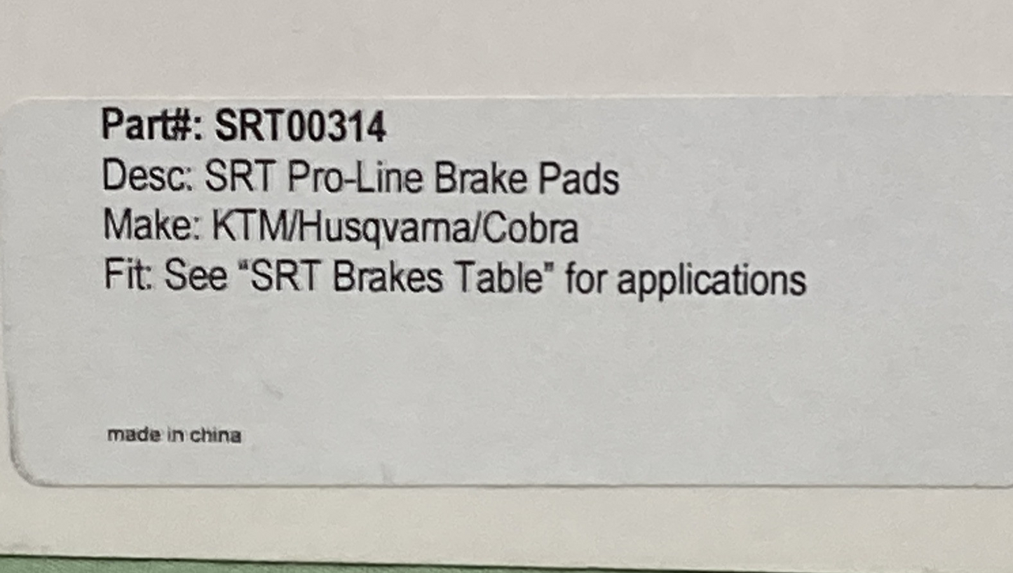 NEW GENUINE SRT SRT00314 PRO LINE SINTERED BRAKE PADS FOR KTM