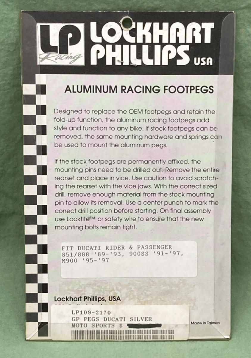 NEW GENUINE LOCKHART PHILLIPS LP109-2170 SILVER FOOT PEGS FOR DUCATI 851/888