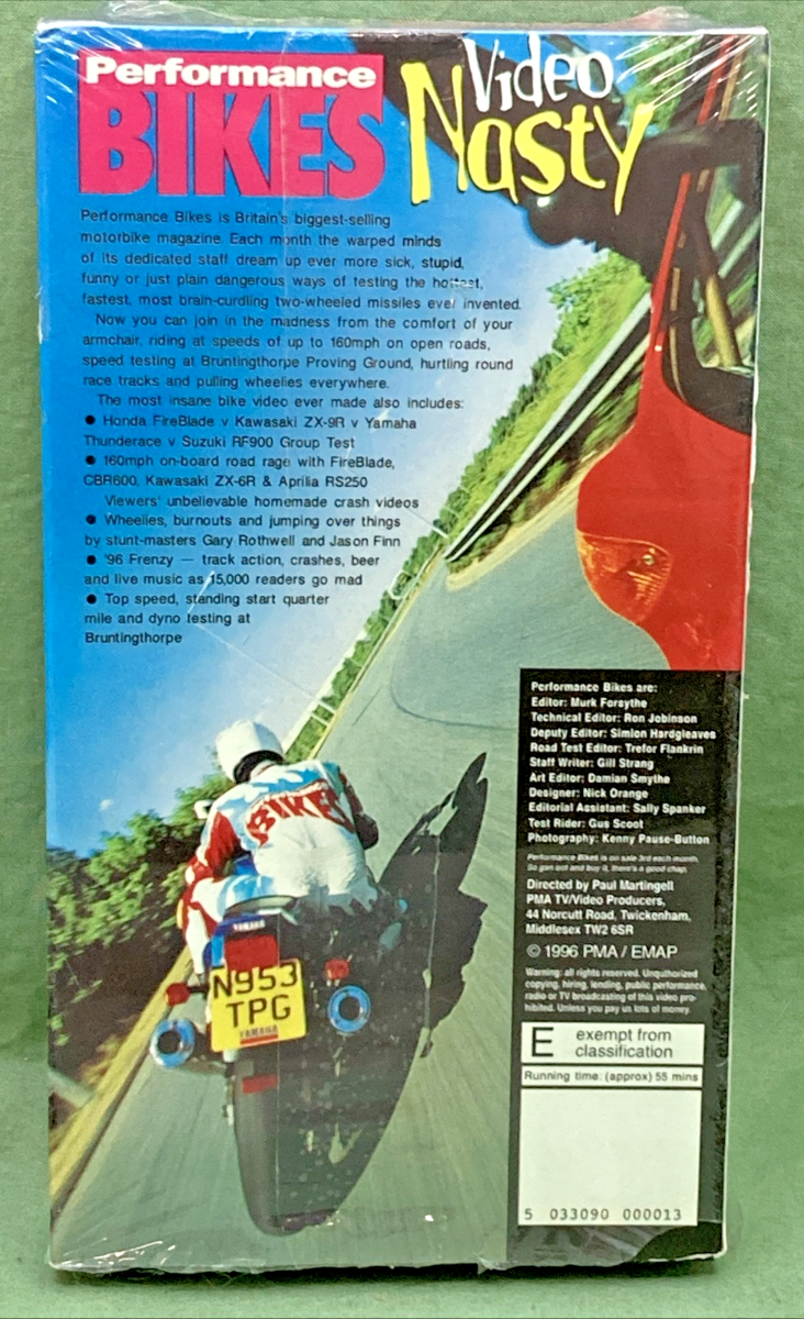 NEW GENUINE VIDEO NASTY VHS BY PERFORMANCE BIKES