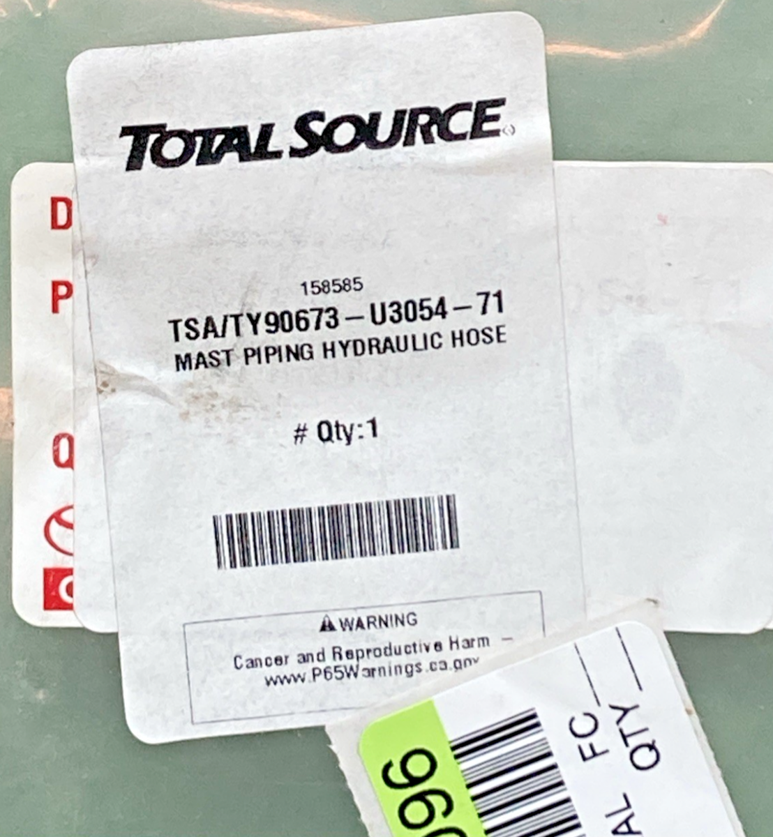 NEW GENUINE TOTAL SOURCE 90673-U3054-71 MAST PIPING HYDRAULIC HOSE FOR TOYOTA
