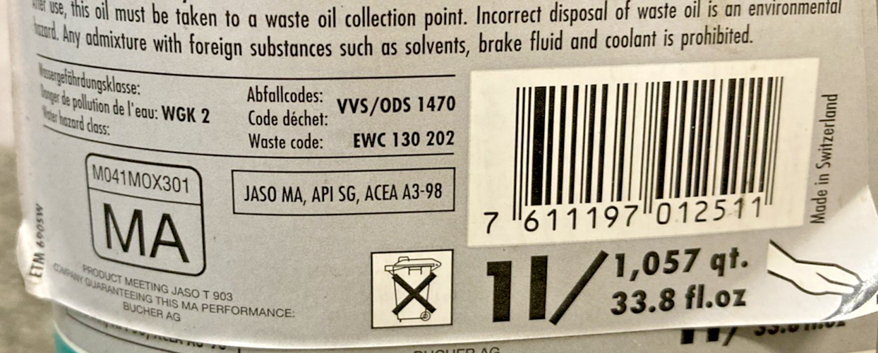 NEW GENUINE MOTOREX MX 10W40 4T FORMULA SEMI SYNTHETIC MOTOR OIL 1 LITER/33.8FL