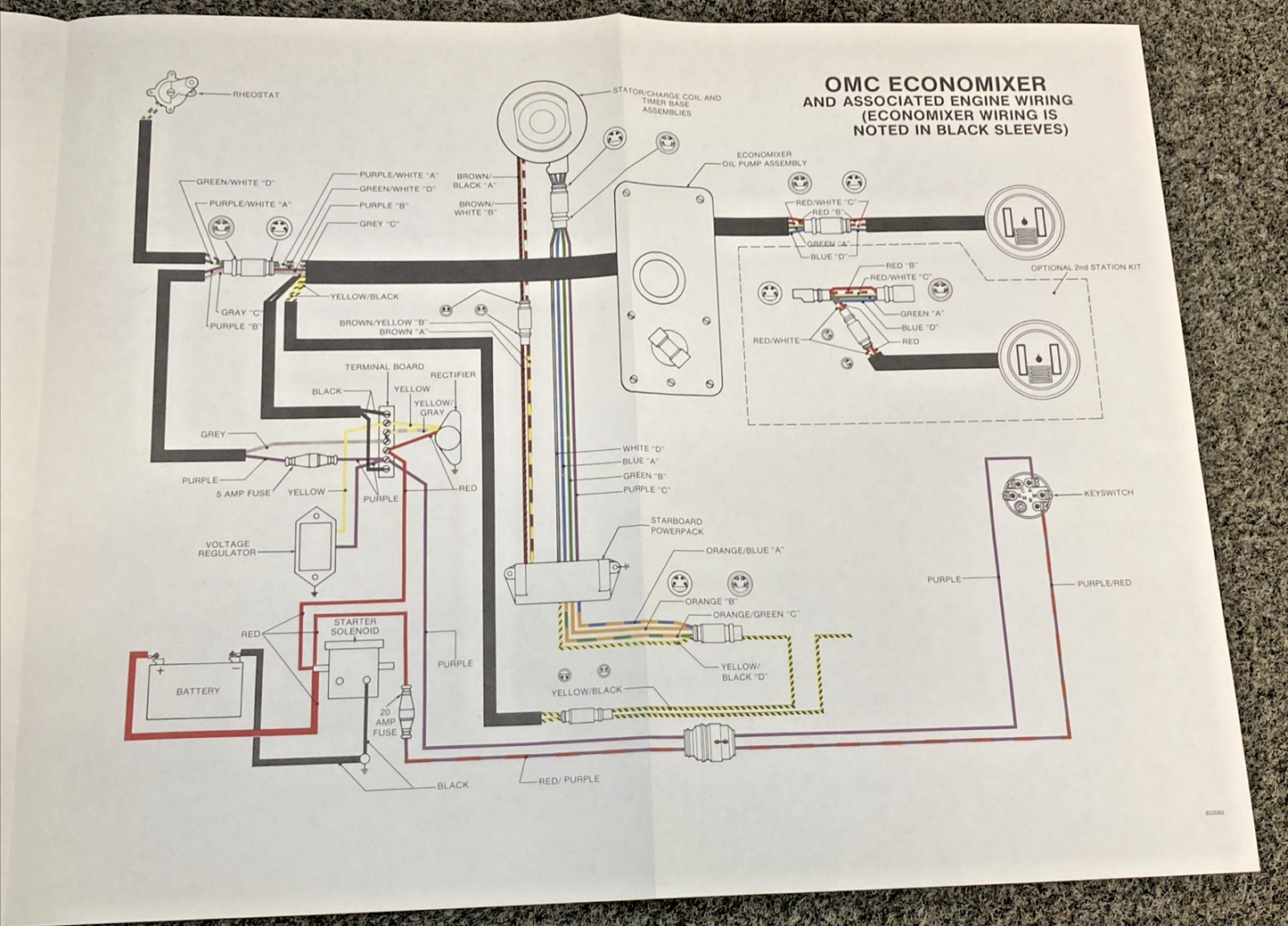 NEW GENUINE OMC 833085 ECONOMIXER AND ASSOCIATED ENGINE WIRING DIAGRAM