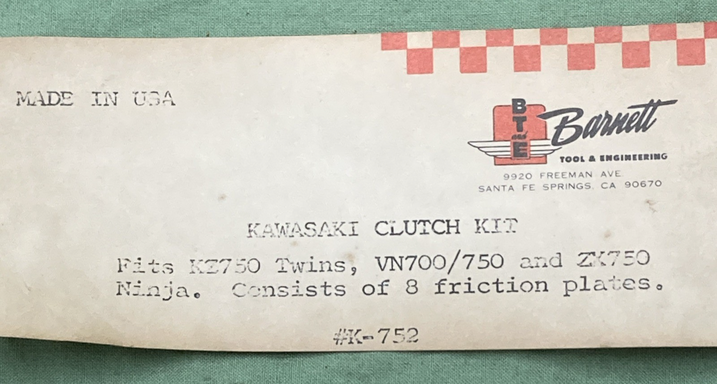 NEW GENUINE BARNETT K-752 CLUTCH PLATE KIT WITH 8 PLATES FITS KAWASAKI