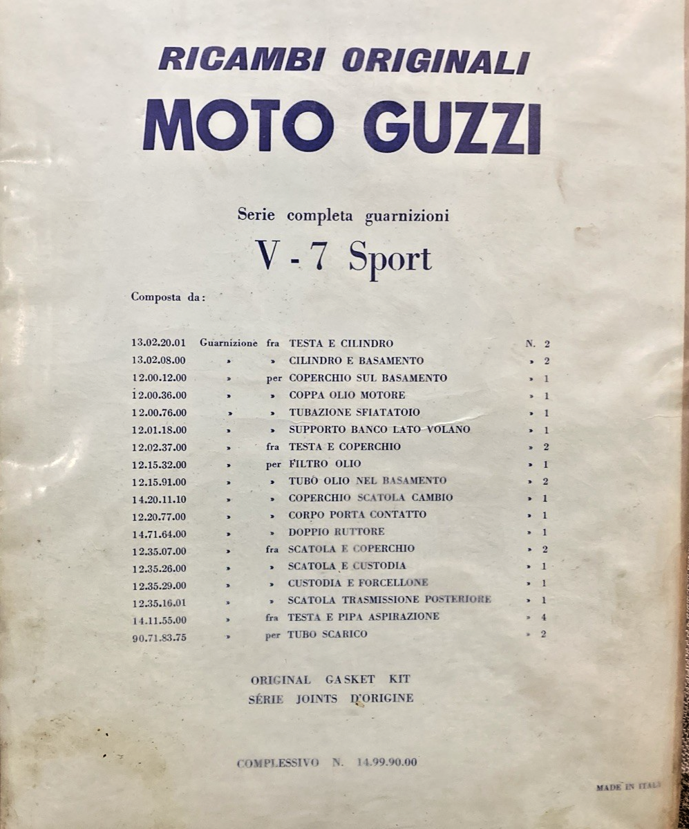 NEW GENUINE 1499-9000 Moto Guzzi Engine Gasket Set