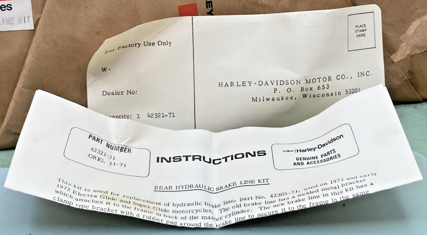 NEW GENUINE HARLEY DAVIDSON 42321-71 BRAKE LINE KIT