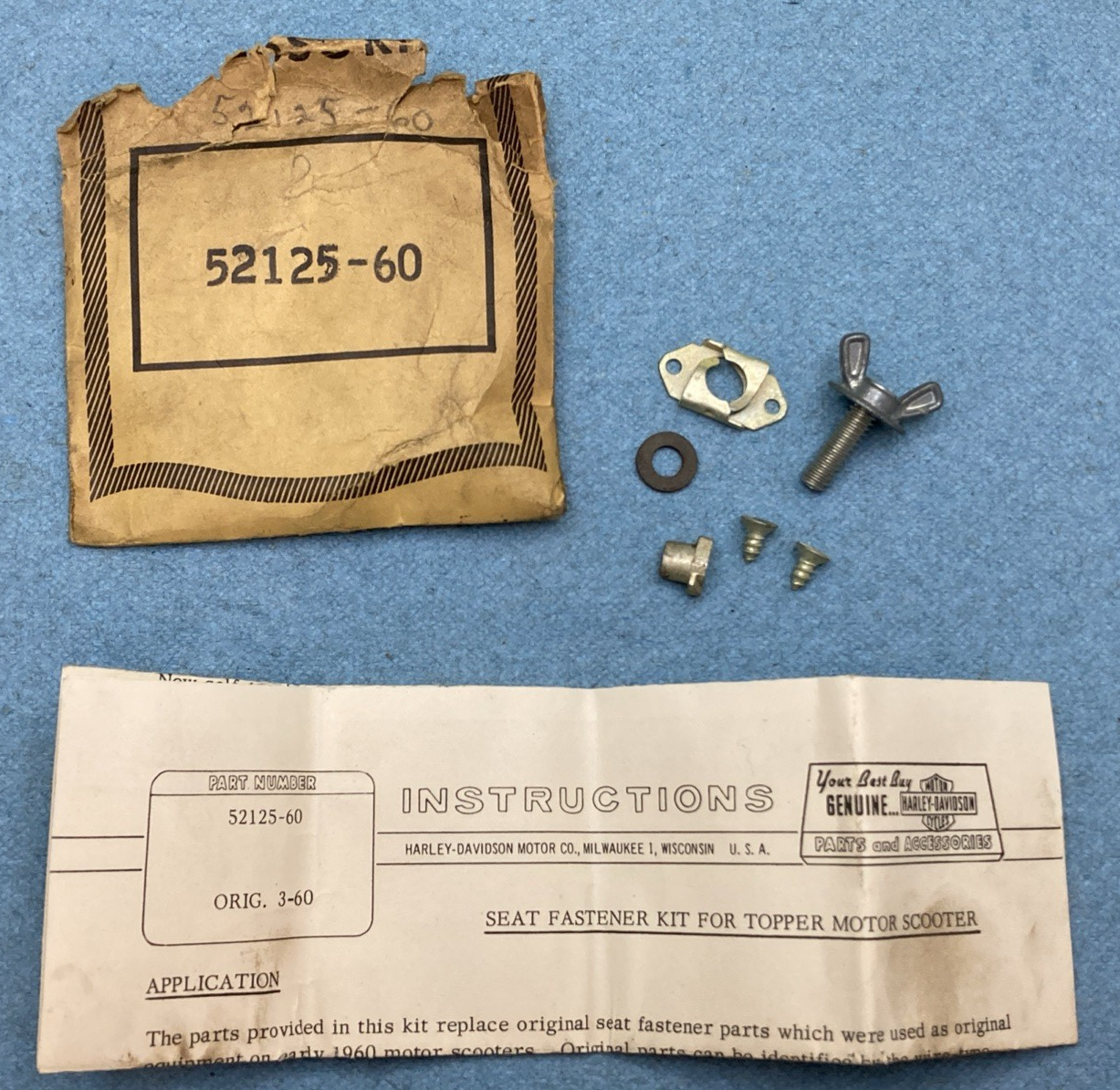 NEW GENUINE HARLEY DAVIDSON 52125-60 Seat fastener kit, late style