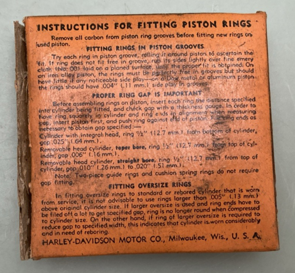 NEW GENUINE HARLEY-DAVIDSON 261-38A Ring set, piston +.005"