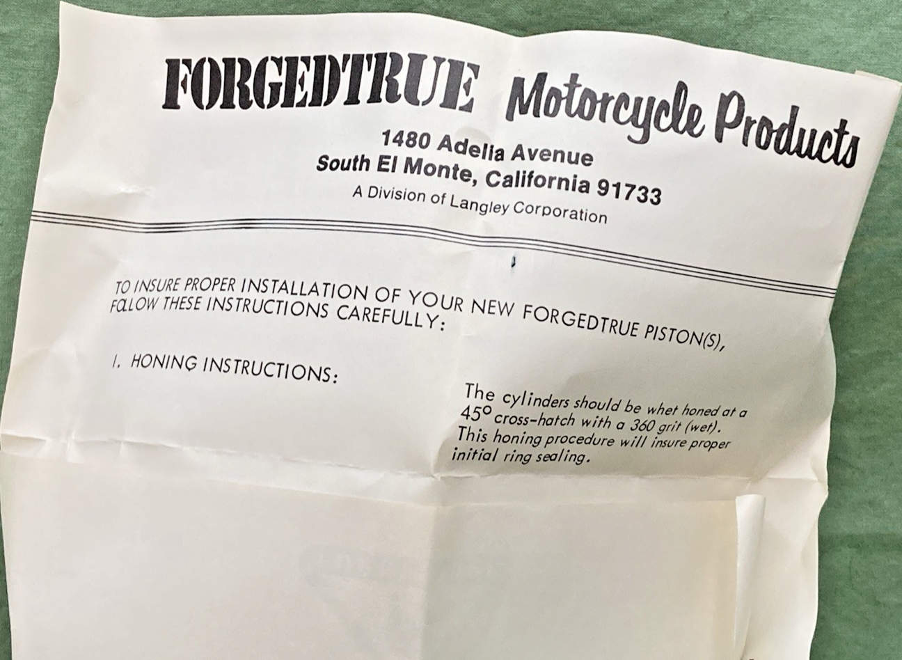 NEW GENUINE FORGED TRUE 61-0067 PISTON WITH RINGS INCOMPLETE KIT
