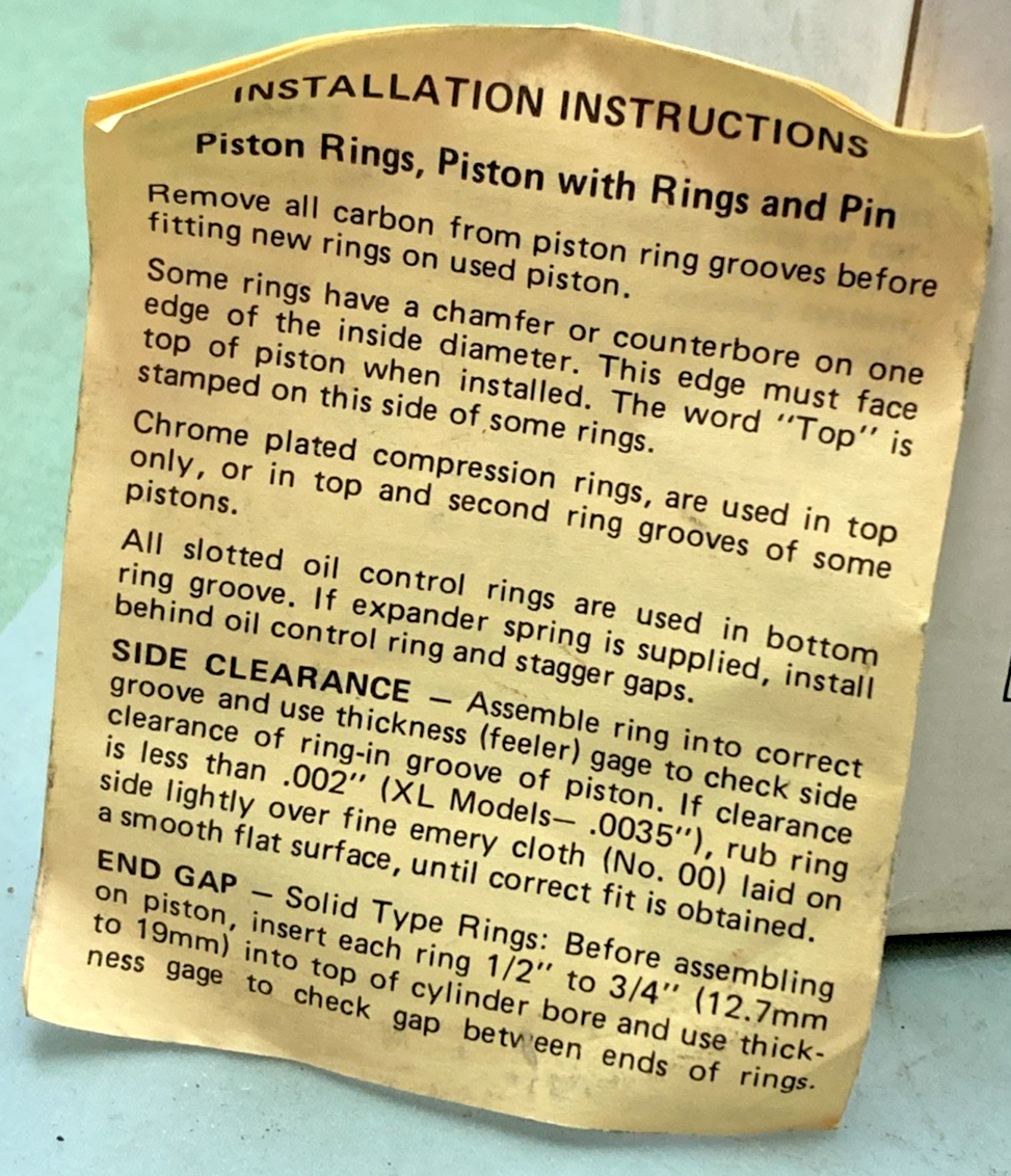 NEW GENUINE DIXIE J-11224 PISTON KIT WITHOUT CIRCLIPS FITS HARLEY DAVIDSON
