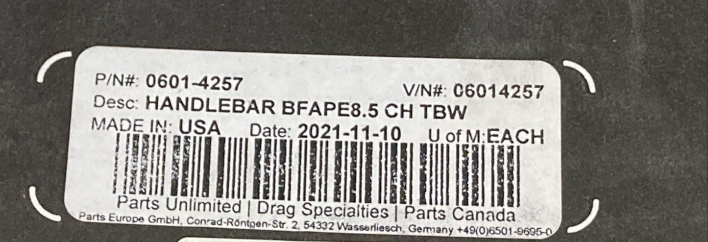 NEW GENUINE DRAG SPECIALTIES 0601-4257 Buffalo Ape Hanger Handlebar 8.5