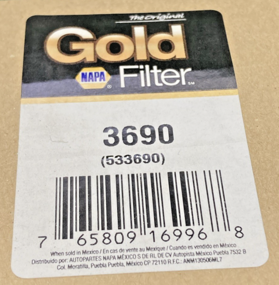 NEW GENUINE NAPA 3690 FUEL FILTER