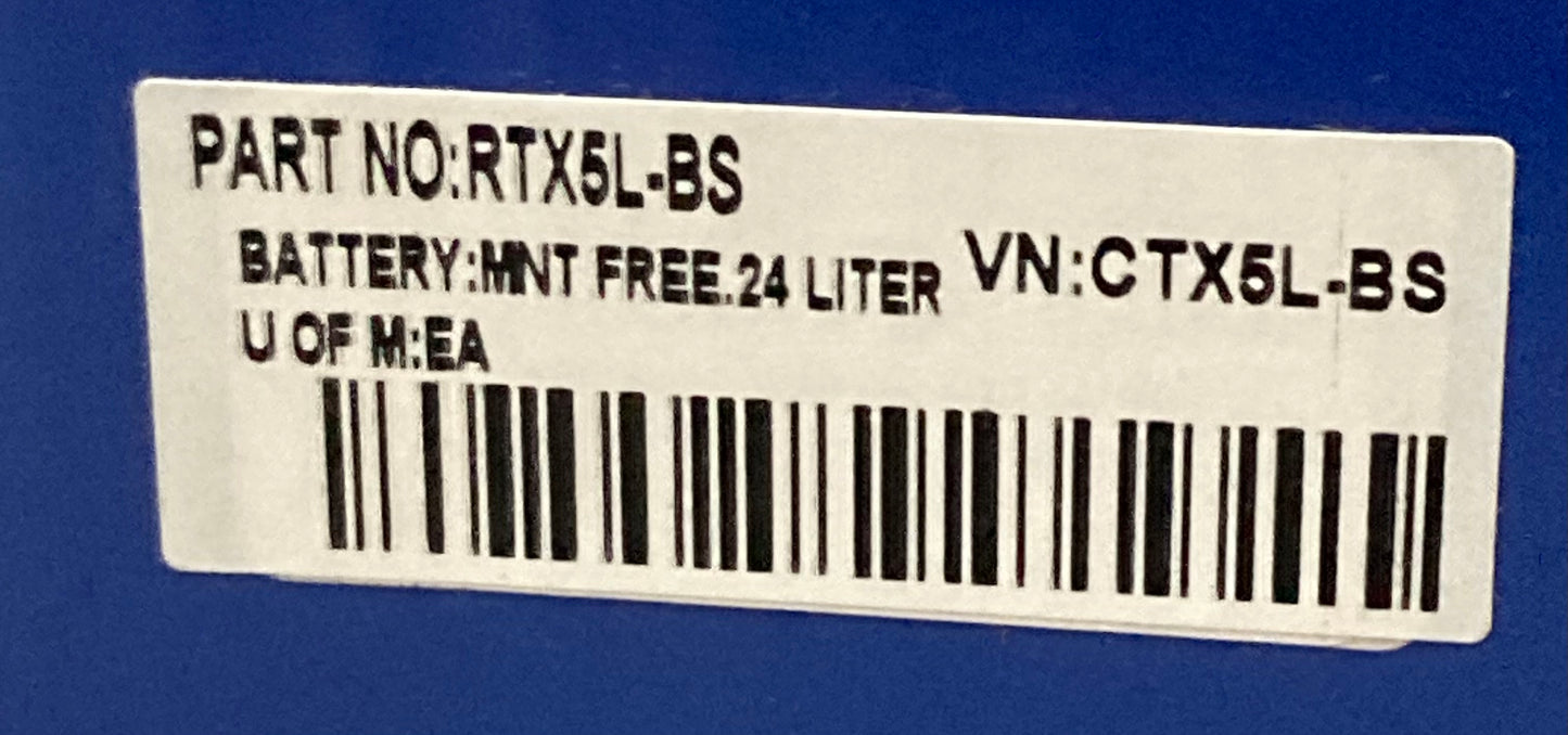 New Genuine Parts Unlimited RTX5L-BS AGM Battery Complete Kit