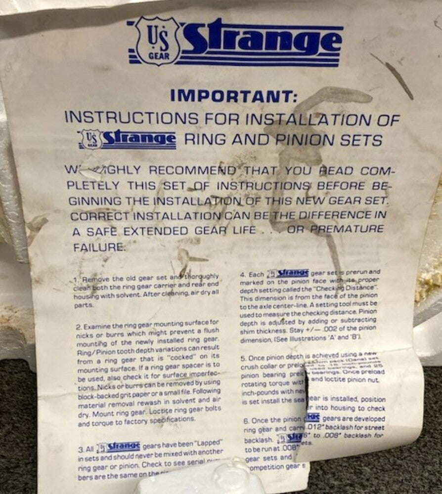 Strange US Gear 03-887513 8.75" Pro Street Ring and Pinion Set New Genuine