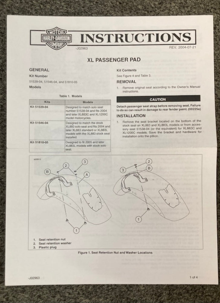 Harley Davidson Passenger Pillion Extra Large New Genuine