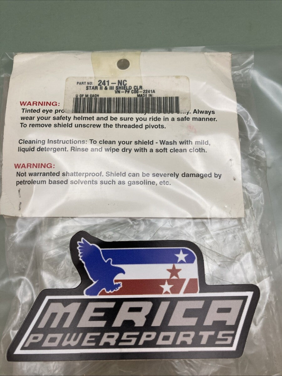 NEW GENUINE BELL MODEL 241-NC STAR II HELMET VISOR LENS CLEAR VINTAGE w/ SNAPS