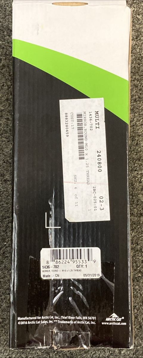 NEW GENUINE ARCTIC 1436-702 MIRROR, ROUND-M10 x 1.25 THREAD
