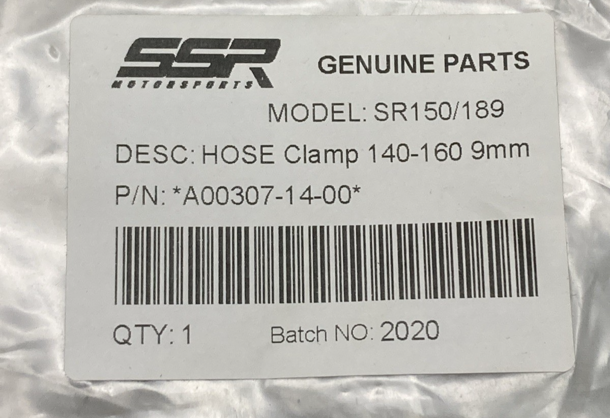 NEW GENUINE SSR A00307-14-00 HOSE CLAMP