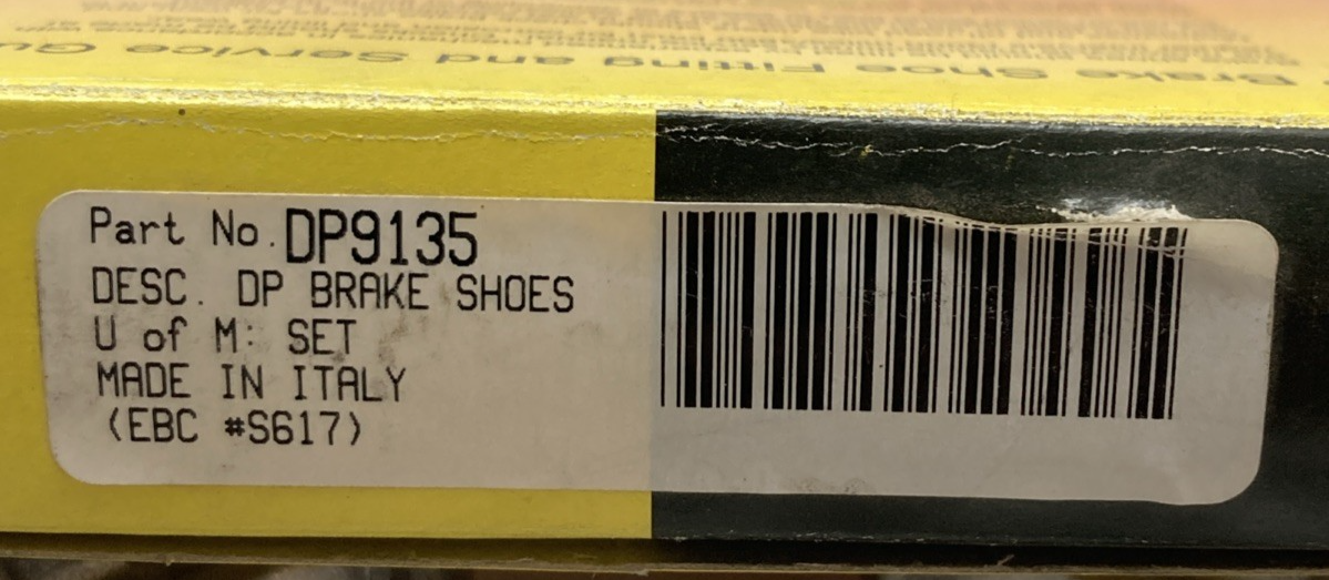 NEW GENUINE DP DP9135 BRAKE SHOE SET
