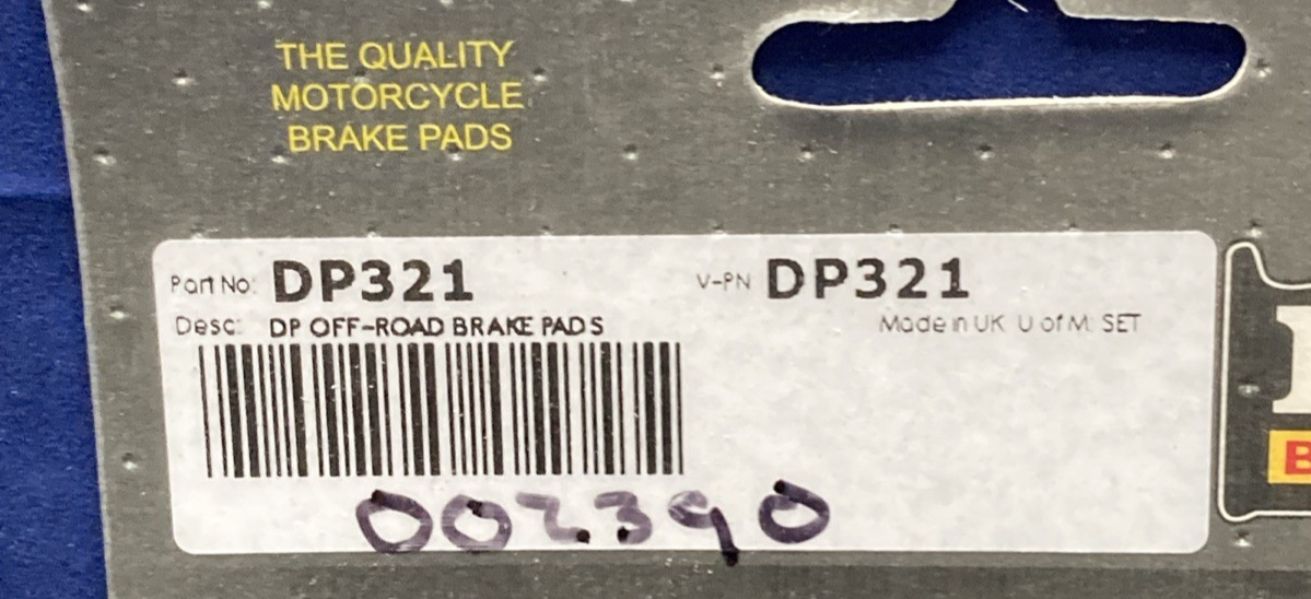 NEW GENUINE DP DP321 STANDARD SINTERED METAL BRAKE PADS