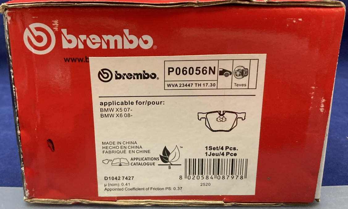 NEW GENUINE BREMBO P06056N BRAKE PAD SET