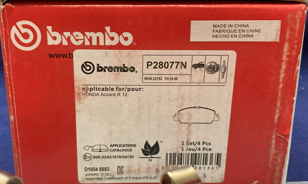 NEW GENUINE BREMBO P28077N DISC BRAKE PAD SET