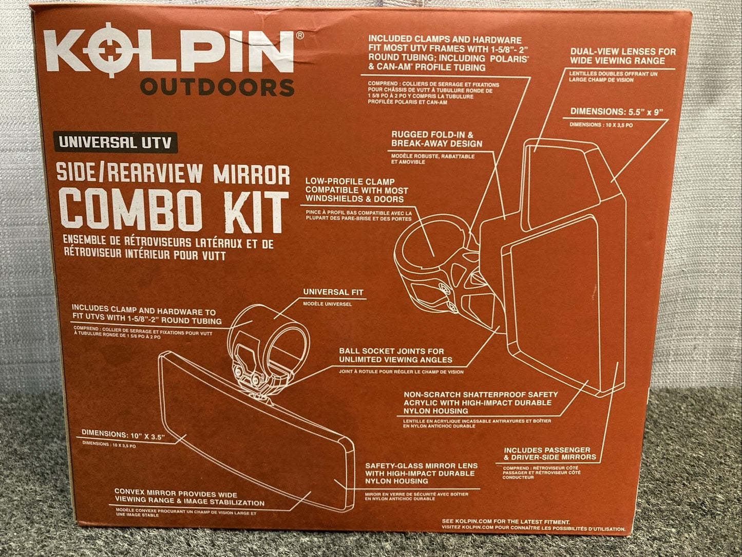 NEW GENUINE KOLPIN 98312 UTV Side and Rearview Mirror Combo Kit