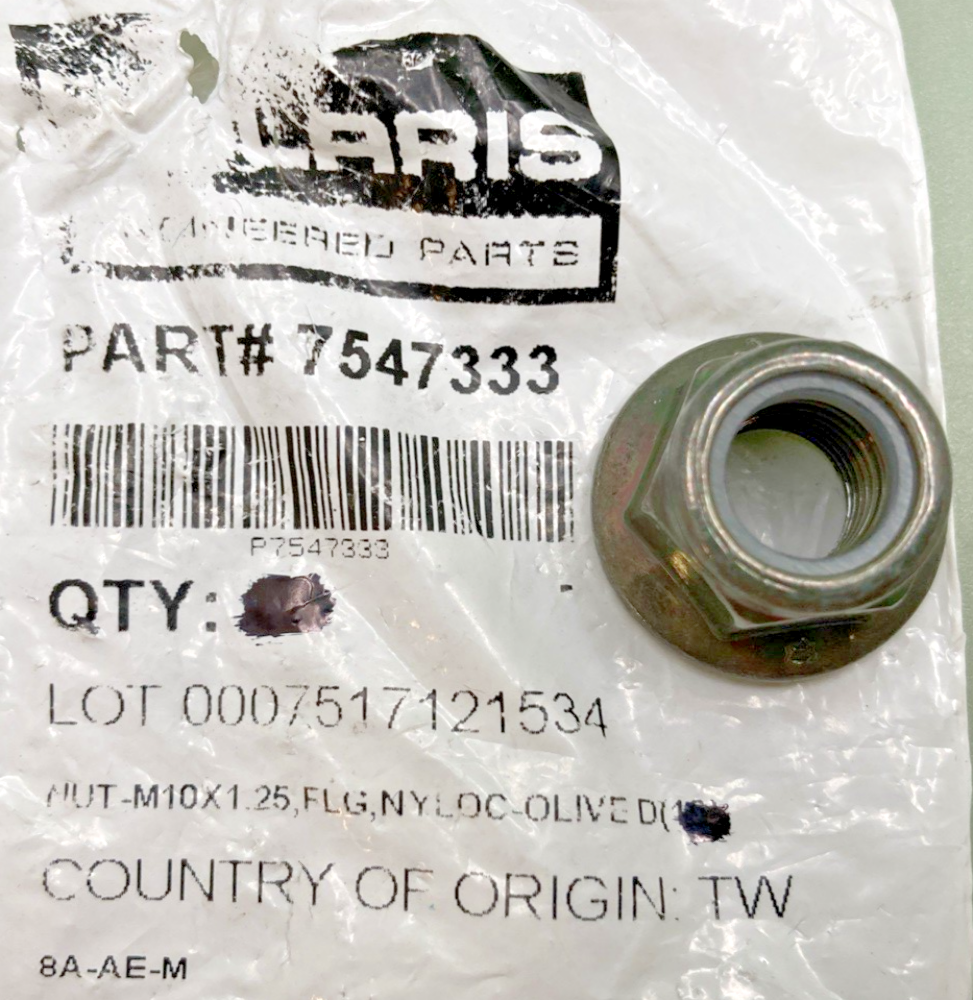 QTY 3 NEW GENUINE POLARIS 7547333 NUT, M10X1.25,FLG,NYLOC-OLIVE D