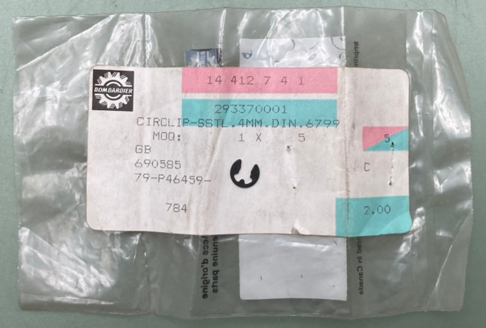 Bombardier 293370001 Circlip 4mm DIN. 6799, New Genuine